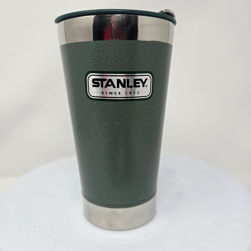 Stanley Classic Beer Pint 16oz Hammertone Green Tumbler with Lid Opener